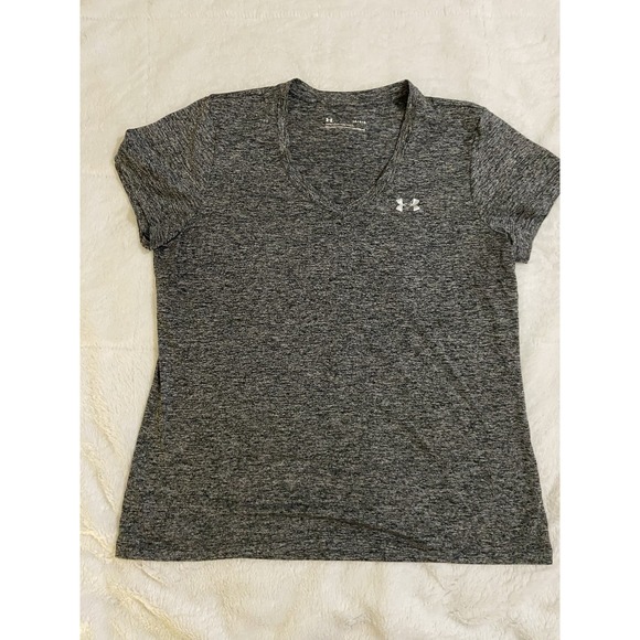 Under Armour Womens Gray HeatGear Loose Short Sleeve Pullover T-Shirt Size L - Picture 1 of 3